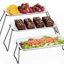 3 Tier Serving Tray Stand, Tiered Serving Platters Dishes with Collapsible Stack Stands, Reusable Serving Tray for Food Veggie Fruit Dessert Cupcake Appetizer, Party Catering Supplies