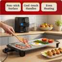Elite Gourmet 10" x 20", Electric Griddle, Large PFAS-Free Ceralast Ceramic Non-Stick Surface Cool-touch Handles, Removable/Adjustable Thermostat, Easy to Clean Removable Grease Tray, Black/Grey