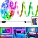 HOUHUI LED Strip Lights 6.56Ft, RGB LED Lights Strip for 40-60in TV Backlight, RGB Color Strips Light Waterproof IP65 with Remote, USB Bias LED Lights Kit for Bedroom PC Monitor Mirror Cabinet Desk