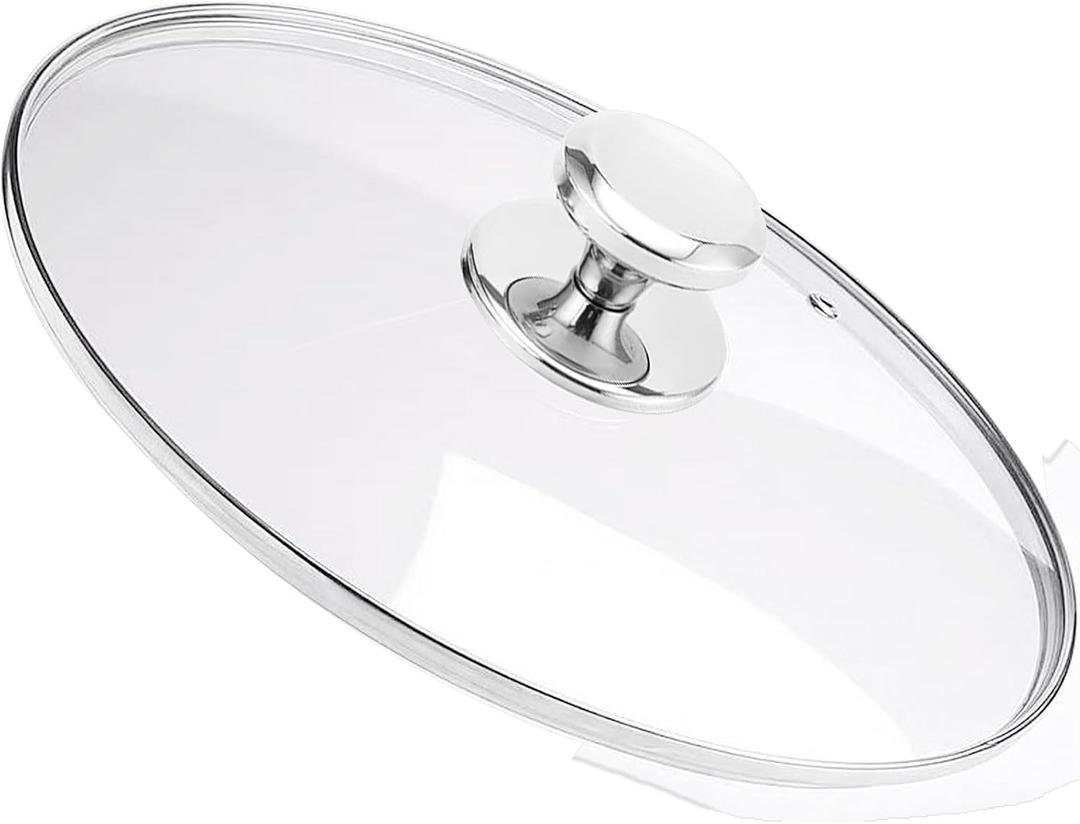 Glass Lids for 8, 9.5, 10.25, 11, 12, 12.6 Inch Frying Pans, Pots, Cast Iron Pans, Tempered Covers for Replacement with Stainless Steel Rim & Handle, Dishwasher & Over Safe