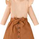 Baby Girl Clothes Sets: 2 Piece Ruffle Sleeve Tops Mini Skirts Sets Fall Winter Outfits for Toddler 9 Months-5 Years