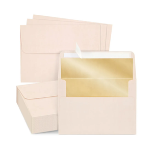 Best Paper Greetings 50 Pack Blush Pink 5x7 Envelopes for Invitations, Wedding - A7 Size with Bronze Lining and Self-Adhesive Peel and Stick Mailing Envelopes