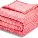 Soft Cozy Fleece Throw Blanket, 50x60 Inches  Lightweight Plush Blanket for Couch, Fuzzy 3D Jacquard Design, for Sofa, Bed & Travel, Hot Pink Chain