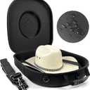Foeran Travel Hat Case For Cowboy Panama & Fedora Hat, Waterproof & Crush Proof Cowboy Hat Box Wide-brimmed Hats Storage Holder Hat Carrier - Large, Black