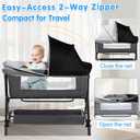 Bassinet Mosquito Net Cover - Half-Blackout Mosquito Net for Baby Crib & Bedside Sleeper, Breathable Crib net with 2-Way Zipper, Sun-Blocking Baby Mosquito Net Cover (Black-Small)