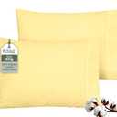ROYALE LINENS 100% Organic Cotton Percale Pillowcases Set of 2 - Queen Size Percale Pillowcase - Queen Set of 2 Pillow Cover - Breathable, Cool & Crisp Pillow Cases (20"x30", Yellow)