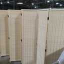 8 Panel Bamboo Room Divider - 5.6 ft Tall Natural Beige Folding Privacy Screen, Double-Sided Freestanding Partition Wall with Natural Wood Frame for Home Office & Corner Privacy