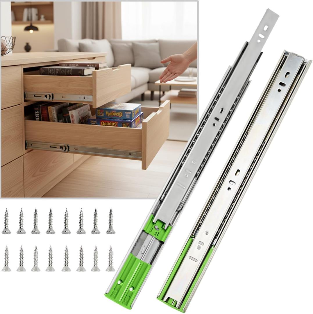 6 Pairs 18 inch Drawer Slides Soft Close Drawer Full Extension Drawer Slides 18 Inch Soft Close Hardware Drawer Guides - Side Mount Drawer Rails