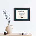 GraduationMall 11x14 Diploma Frame with Navy over Gold Mat or Display 15x18 Certificate without Mat,Solid Wood & Tempered Glass,Cherry Finish with Gold Trim