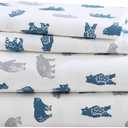 Eddie Bauer- Queen Sheet Set, Cotton Flannel Bedding Set, Brushed for Extra Softness, Cozy Home Dcor (Bear Mountain Grey, Queen)