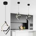 Modern LED Pendant Lights Plated Black Rectangular Pendant Light Fixtures 4000K 20W Dimmable Pendant Lighting for Dining Room Kitchen Island Bedroom Living Room Foyer2-Pack