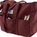 Bagelite Extra Large Canvas Tote for Women Men, Utility Work Bag with Zipper (Wine Red)