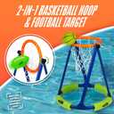 NERF Floating Pool Basketball Hoop + Football Target Net Set - Water Basketball + (2) Water Footballs Included - Floating Hoop + Target Goal for In-Pool + Poolside Play - Sports Toys for Kids, Medium, Small