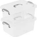 Clear Plastic Storage Boxes with Lid, 2-Pack Storage Latch Bins, 8 L, F