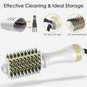 TOME Mini Travel Dual Voltage Hot Air Brush, 2.5 Inch Ceramic Teardrop Blow Dryer Brush, One-Step Hair Dryer Brush for Short to Medium Hair, Root Lift, Smooth Lengths & Shaped Ends, White