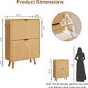 3imothrix Fluted Shoe Storage Cabinet for Entryway with 2 Flip Drawers, Oak