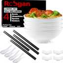 32oz Japanese Ramen Bowl Set  20-Piece White Melamine Pho Bowls with Chopsticks, Spoons & Holders  Durable, Dishwasher-Safe Dinnerware for Ramen, Udon & Soups