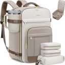 LOVEVOOK 40L Travel Backpack for Women & Men - 17.3 Inch Carry On Backpack & Personal Item Backpack for Airlines, Spacious and Durable Design, with 3 Packing Cubes (Large-40L-4Pcs, Khaki-beige-sand Brown)