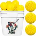 Bucket Pitching Machine Baseballs 24/36 Pack - 60 MPH High Bouncy Yellow Dimpled Practice Balls | Lightweight & Durable for Batting/Fielding Training | Indoor/Outdoor All Ages