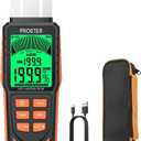 Proster Rechargeable Moisture Meter - Wall Moisture Meter with 5 Modes (Index, Concrete, Cement, Plaster, Wood) & 3-Colour Screen, Pinless Damp Tester with Visual & Sound Alerts Detects up to 40mm