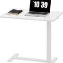 Sweetcrispy Overbed Bedside Table with Wheels, Adjustable Hospital & Home Use Bed Rolling Laptop Table, Mobile Standing Desk, White (27.56"D x 15.75"W x 43.31"H)