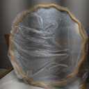 Circle Wood Mirrors for Wall, Wavy Round Bathroom Scalloped Mirror Wooden Frame 28 Inch for Living Room Farmhouse Bedroom Hallway Entryway Living Room with Shatterproof Glass Wall Mounted