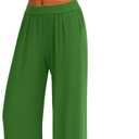 PRETTYGARDEN 2 Piece Sets for Women Summer 2025 Airport Travel Outfits Crop Tank Tops Wide Leg Pants Matching Lounge Sets (Green,X-Large) (Green, XL)