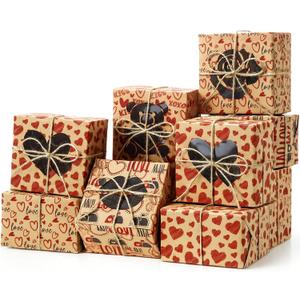 Tenare 48 Pcs Mother's Day Treat Boxes, Heart Kraft Paper Bakery Cupcake Cookie Boxes with Window for Wedding Chocolate Doughnut Holiday Pastries, 4x4x2.5 Inches