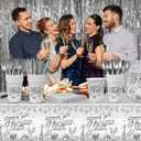 HOWAF 97pcs Silver New Years Decorations Party Tableware Set, Serves 12, New Years Plates and Napkins Cups New Year Eve Party Tablecloth Cutlery Disposable Dinnerware Set for NYE Decorations 2026