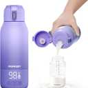 Momcozy Portable Bottle Warmer for Travel Dual Heating Modes for Breast Milk & Water, Portable Milk Warmer with Fast Heating & Long Battery Life, 17 Ounces Large Capacity, Purple