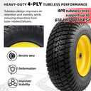 AR-PRO 2-Pack 16x6.50-8 Tubeless Tire and Wheel Assembly, 4-Ply Lawn Mower Front Tires with Rim, 3"4.5" Offset Hub, 3/4" extra 5/8" Bearings & 1" Bushings, for Riding Mowers & Garden Tractors