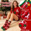 6 Pairs Christmas Fuzzy Socks for Women Cozy Warm Fluffy Winter Slipper Socks Cute Funny Holiday Gifts for Family Friends