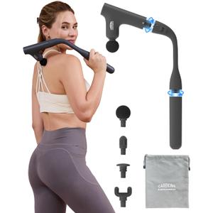 CAREKING 3-in-1 Detachable Massage Gun Deep Tissue, Ergonomic Extension Handle Back Massager for Pain Relief, Portable Percussion Muscle Massager for Shoulder, Thigh, Waist & Neck Gifts for Women