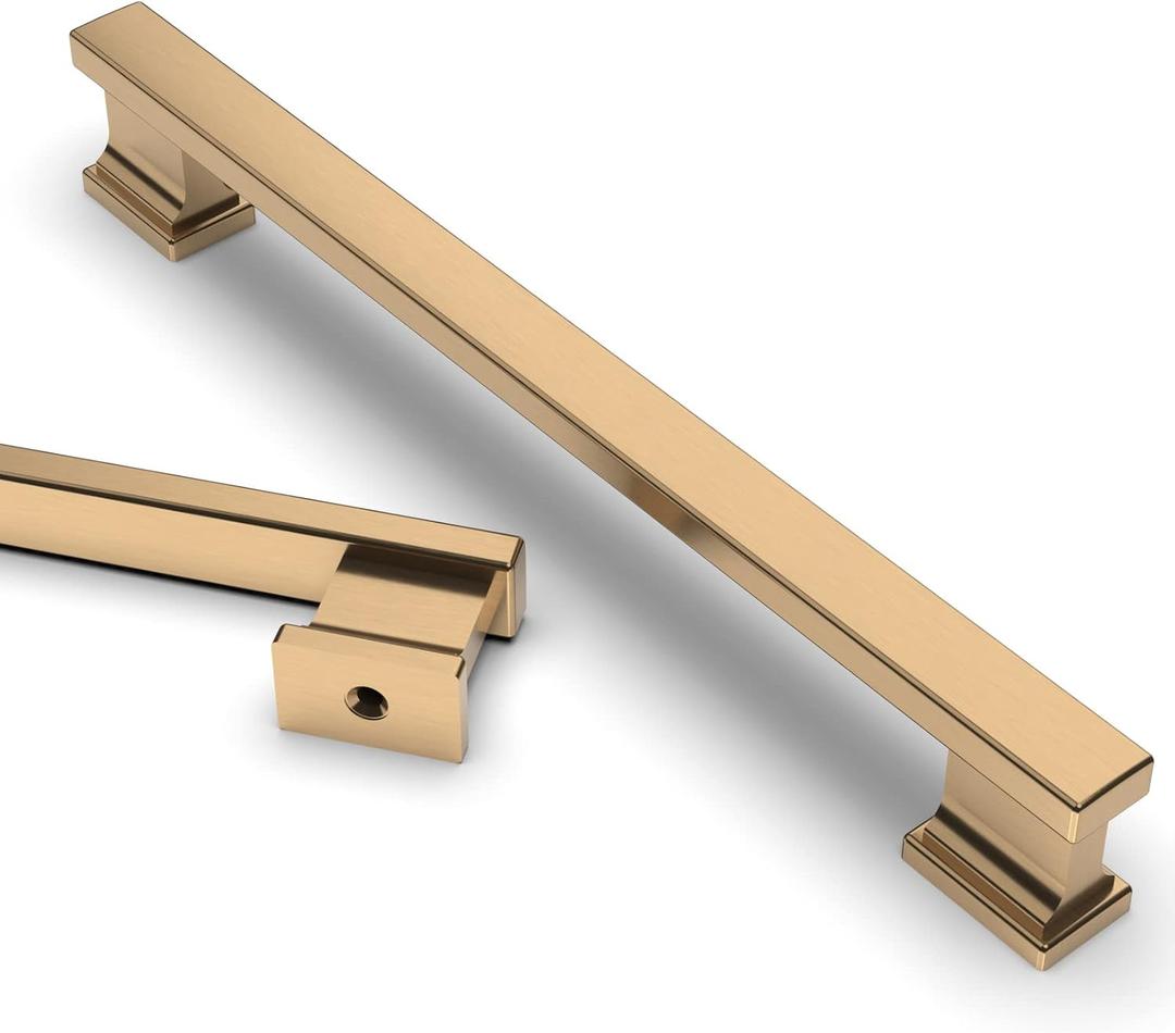 Asidrama 6 Pack 7 Inch(177mm) Hole Centers Champagne Bronze Kitchen Cabinet Handles, Brushed Brass Cabinet Pulls Kitchen Cabinet Hardware for Cupboard Gold Drawer Pulls