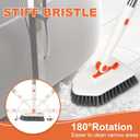 Long Handled Scrub Brush for Shower3-in-1 Cleaning Brushes with 3 Different Function Cleaning Heads Brush for Shower Cleaning Bathroom Kitchen Walls Tub Tile (Orange)