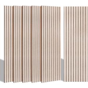 BUBOS 10 Pack Large Acoustic Panels, 48"X 12"X 0.4" Sound Proof Panels for Walls,Decorative Self-Adhesive Acoustical Wall Panels,3D Slat Sound Panels for Home Office Studio (Camel 01)