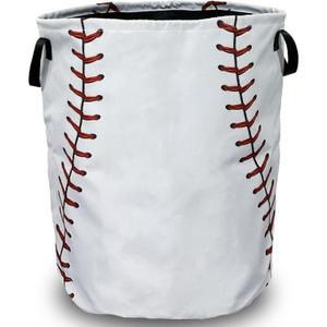 Baseball Texture Pattern Laundry Basket Foldable With Handles Tote Bag Oxford Cloth Funny Laundry Hamper Clothes Storage Bucket Toy Organizer 18.9" x 16.5" For Bathroom/Laundry/Bedroom