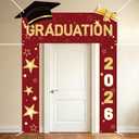 3 x 3 Pcs 2026 Gradution Party Decoration Grad Photo Booth Prop Backdrop Congrats Graduation Background 2026 Red and Black Grad Banner Decor for Yard Porch Indoor Outdoor Party Entrance Decorations