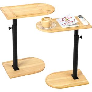 2 Pack 360 Rotatable Sofa Tray Table for Couch Arm - Height Adjustable End Table for Bed or Chair with Phone & Tablet Slots, C-Shaped Side Tables with Phone & Tablet Slot for Living Room and Bedroom