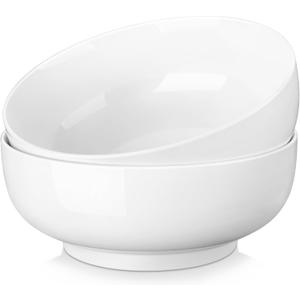 MALACASA Serving Bowls, 114 OZ(10") Extra Large Salad Bowls Set of 2, Porcelain White Serving Bowls for Salad, Soup, Pasta and Dinner, Large Ceramic Bowl Set for Entertaining, Series REGULAR