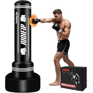 Freestanding Punching Bag with Stand, Men Standing Kickboxing Bag, Heavy Boxing for Adult Teens, Suitable for MMA Dummy Karate Home Gym Training Equipment Excludes Gloves and Pumps