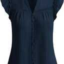 Belle Poque Women's Ruffle Sleeve Cotton Shirts V Neck Button Down Lace Crochet Blouses Spring Summer Dressy Casual Tops 2026, small