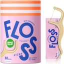 Individually Wrapped Dental Floss Picks (50ct) - Eco-Friendly Flosser Handle Made with Straw Wheat Blend | Great for Travel | PFA Free | Toothpick Stick Soft On Gums & Teeth | Vegan | Unflavored