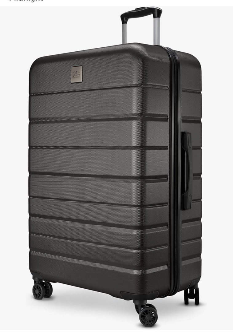 Skyway Epic 2.0 Hardside Lightweight and Durable ABS Shell Luggage, Spacious with Dual Spinning Wheels, Comfort Grip, Men and Women, 28-inch Large Check-In, Midnight