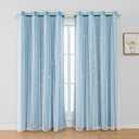 FANLI 2 Panels Star Blackout Curtains for Kid Girls Bedroom Living Room Darking Stripe Double Layer Star Cut Out Wall Home Decor Gradient Grommet Window Curtains (Blue 63L)