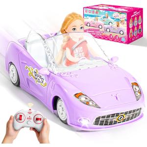 Purple Remote Control Car for Girls, 1:18 Scale RC Cars with LED Light, 2.4 GHZ Pink Truck Toy for Toddlers Kids, Birthday R/C Toys for Boys Girls Aged 4-7 (Batteries Not Included)