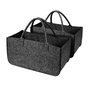 GUOZI Storage Basket, [2 Pack] Collapsible Felt Storage Bins with Handles, Large Laundry Basket Storage Solution for Office Nursery Wardrobe Bookshelf Bedroom Keepsake Toys etc. black