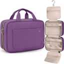 BAGSMART Toiletry Bag Travel Bag with Hanging Hook, Water-resistant Makeup Cosmetic Bag Travel Organizer for Accessories, Shampoo, Full Sized Container, Toiletries (Purple, Medium)