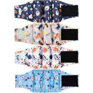 Paw Legend Washable Dogs Diapers Male Dog Belly Bands for Male Dogs Diapers Reusable Puppy & Doggie Diapers Male (4 Pack, Small)