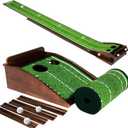 Putting Green Indoor Mat Outdoor Golf Putting Mat with Automatic Ball Return - Ideal for Home, Office, and Outdoor Use